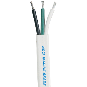 ANCOR WHITE TRIPLEX CABLE, 12/3, WHITE, BLACK, GREEN, SOLD BY THE FOOT