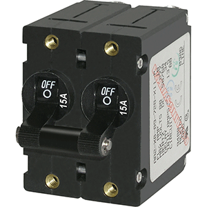 BLUE SEA 7234 A-SERIES DOUBLE POLE TOGGLE, 15A, BLACK