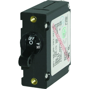 BLUE SEA 7208 AC/DC SINGLE POLE MAGNETIC WORLD CIRCUIT BREAKER, 15AMP