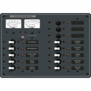 BLUE SEA 8068 DC 13 POSITION TOGGLE BRANCH CIRCUIT BREAKER PANEL, WHITE SWITCHES