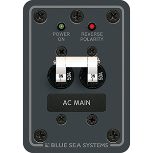 BLUE SEA 8079 AC MAIN ONLY CIRCUIT BREAKER PANEL, WHITE SWITCHES