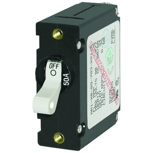 BLUE SEA 7230 AC/DC SINGLE POLE MAGNETIC WORLD CIRCUIT BREAKER, 50AMP