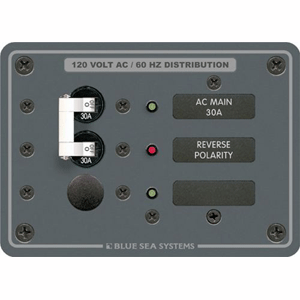 BLUE SEA 8029 AC MAIN +1 POSITION BREAKER PANEL, WHITE SWITCHES