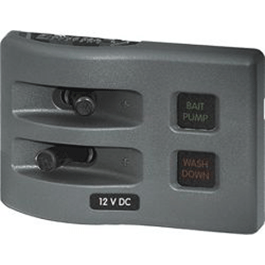 BLUE SEA 4302 WEATHERDECK WATER RESISTANT FUSE PANEL, 2 POSITION, GREY