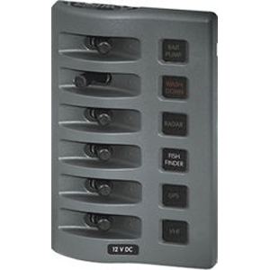 BLUE SEA 4306 WEATHERDECK WATER RESISTANT FUSE PANEL, 6 POSITION, GREY