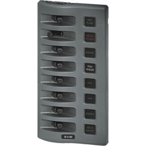 BLUE SEA 4308 WEATHERDECK WATER RESISTANT FUSE PANEL, 8 POSITION, GREY