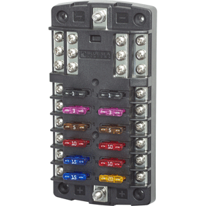 BLUE SEA 5031 ST BLADE FUSE BLOCK W/O COVER, 12 CIRCUIT W/NEGATIVE BUS