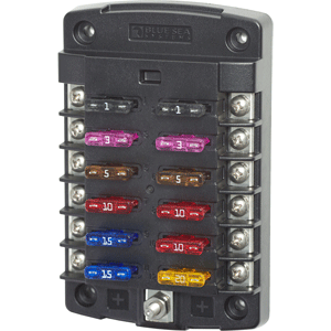 BLUE SEA 5034 ST BLADE FUSE BLOCK W/OUT COVER, 12 CIRCUIT W/OUT NEGATIVE BUS