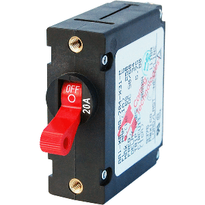 BLUE SEA 7213 AC / DC SINGLE POLE MAGNETIC WORLD CIRCUIT BREAKER, 20 AMP