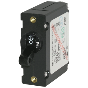 BLUE SEA 7220 AC / DC SINGLE POLE MAGNETIC WORLD CIRCUIT BREAKER, 30 AMP