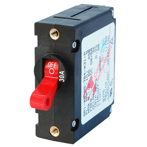 BLUE SEA 7221 AC / DC SINGLE POLE MAGNETIC WORLD CIRCUIT BREAKER, 30 AMP