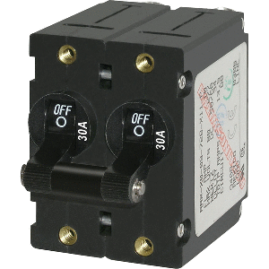 BLUE SEA 7237 A-SERIES DOUBLE POLE TOGGLE, 30A, BLACK