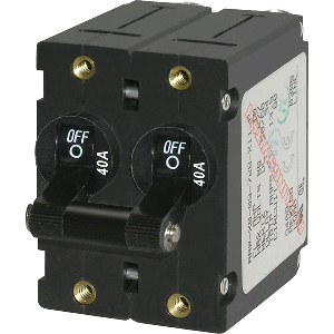 BLUE SEA 7239 A-SERIES DOUBLE POLE TOGGLE, 40A, BLACK