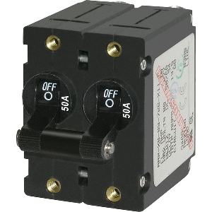 BLUE SEA 7241 A-SERIES DOUBLE POLE TOGGLE, 50A, BLACK