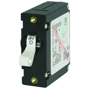 BLUE SEA 7299 AC / DC SINGLE POLE MAGNETIC WORLD CIRCUIT BREAKER, 8 AMP