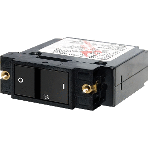 BLUE SEA 7403 SINGLE POLE SMALL CASE 2" FLAT ROCKER CIRCUIT BREAKER, 15 AMP