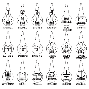 BLUE SEA 7902 ICON CIRCUIT IDENTIFICATION LABEL KIT f/BATTERY SWITCHES