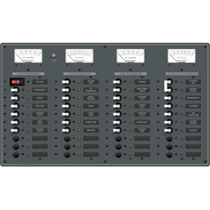 BLUE SEA 8095 AC MAIN +8 POSITIONS / DC MAIN +29 POSITIONS TOGGLE CIRCUIT BREAKER PANEL  (WHITE SWITCHES)