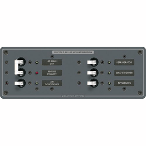 BLUE SEA 8099 AC MAIN +4 POSITIONS TOGGLE CIRCUIT BREAKER PANEL (WHITE SWITCHES)