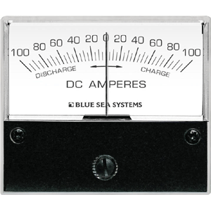 BLUE SEA 8253 DC ZERO CENTER ANALOG AMMETER, 2-3/4" FACE, 100-0-100 AMPERES DC