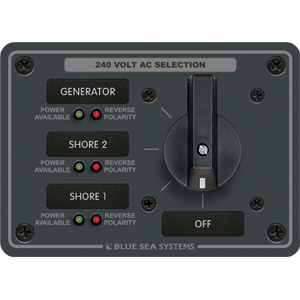 BLUE SEA 8361 AC ROTARY SWITCH PANEL 65 AMPERE 3 POSITIONS + OFF, 3 POLE