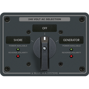 BLUE SEA 8363 AC ROTARY SWITCH PANEL 65 AMPERE 2 POSITIONS + OFF, 3 POLE