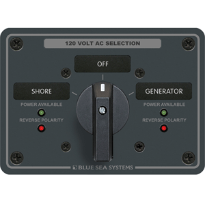 BLUE SEA 8365 AC ROTARY SWITCH PANEL 65 AMPERE 2 POSITIONS + OFF, 2 POLE
