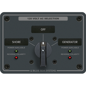 BLUE SEA 8367 AC ROTARY SWITCH PANEL 30 AMPERE 2 POSITIONS + OFF, 2 POLE