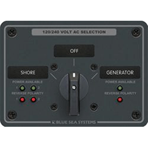BLUE SEA 8386 AC ROTARY SWITCH PANEL 30 AMPERE 2 POSITON + OFF, 4 POLE