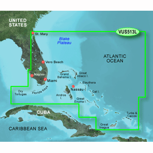 GARMIN BLUECHART G3 VISION HD, VUS513L, JACKSONVILLE, BAHAMAS, MICROSD/SD