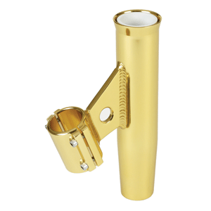 LEE'S CLAMP-ON ROD HOLDER, GOLD ALUMINUM, VERTICAL MOUNT, FITS 1.900" O.D. PIPE