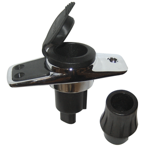 PERKO LOCKING COLLAR POLE LIGHT MOUNTING BASE, 2 PIN, CHROME PLATED W/BLACK COVER