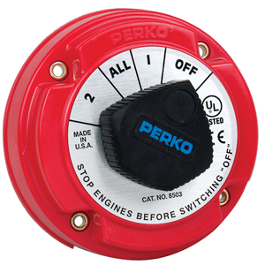 PERKO 8503DP MEDIUM DUTY BATTERY SELECTOR SWITCH W/ALTERNATOR FIELD DISCONNECT W/O KEY LOCK