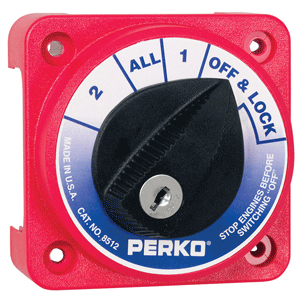 PERKO COMPACT MEDIUM DUTY BATTERY SELECTOR SWITCH W/KEY LOCK