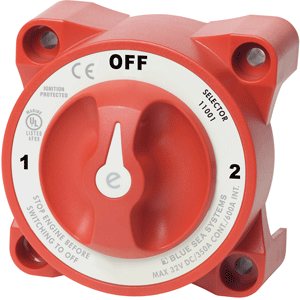 BLUE SEA 11001 E-SERIES BATTERY SWITCH W/ALTERNATOR FIELD DISCONNECT, 3-POSITION