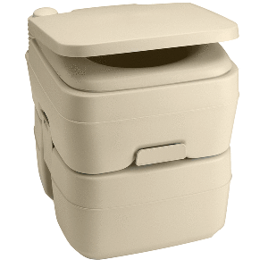 DOMETIC 965 MSD PORTABLE TOILET W/MOUNTING BRACKETS, 5 GALLON, PARCHMENT