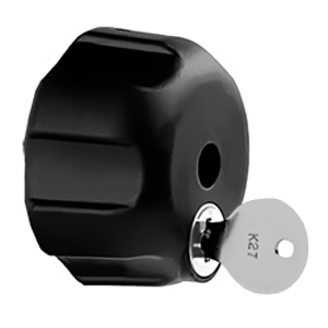 RAM MOUNT KNOB W/KEYED LOCK & 1/4", 20 BRASS HOLE