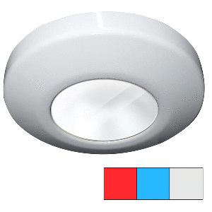 I2SYSTEMS PROFILE P1120 TRI-LIGHT SURFACE LIGHT, RED, COOL WHITE & BLUE, WHITE FINISH