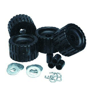 CE SMITH RIBBED ROLLER REPLACEMENT KIT, 4 PACK, BLACK