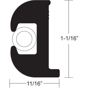 TACO FLEX VINYL RUB RAIL KIT, BLACK W/WHITE INSERT, 50', 1-1/16" X 11/16"