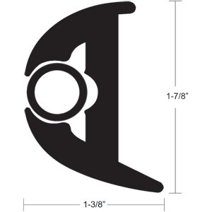 TACO FLEX VINYL RUB RAIL KIT, BLACK W/BLACK INSERT, 70', 1-7/8" X 1-3/8"
