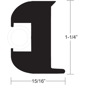 TACO FLEX VINYL RUB RAIL KIT, BLACK W/WHITE INSERT, 50', 1-1/4" X 15/16"