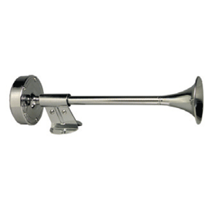 SCHMITT MARINE DELUXE ALL-STAINLESS SHORTY SINGLE TRUMPET HORN, 12V