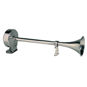 SCHMITT MARINE DELUXE ALL-STAINLESS SINGLE TRUMPET HORN, 12V