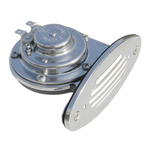 SCHMITT MARINE MINI STAINLESS STEEL SINGLE DROP-IN HORN W/STAINLESS STEEL GRILL, 12V LOW PITCH