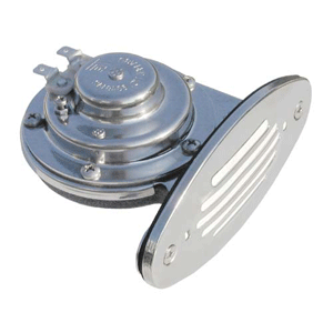 SCHMITT MARINE MINI STAINLESS STEEL SINGLE DROP-IN HORN W/STAINLESS STEEL GRILL, 12V HIGH PITCH