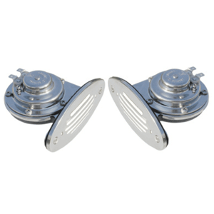 SCHMITT MARINE MINI STAINLESS STEEL DUAL DROP-IN HORN W/STAINLESS STEEL GRILLS HIGH & LOW PITCH