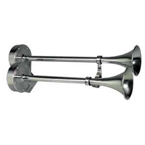 SCHMITT MARINE DELUXE ALL-STAINLESS DUAL TRUMPET HORN, 24V