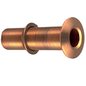 PERKO 3/4" THRU-HULL FITTING W/PIPE THREAD BRONZE EXTRA LONG, MAX HULL 5" THICK