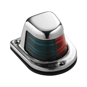 ATTWOOD 1-MILE DECK MOUNT, BI-COLOR RED/GREEN COMBO SIDELIGHT, 12V, STAINLESS STEEL HOUSING